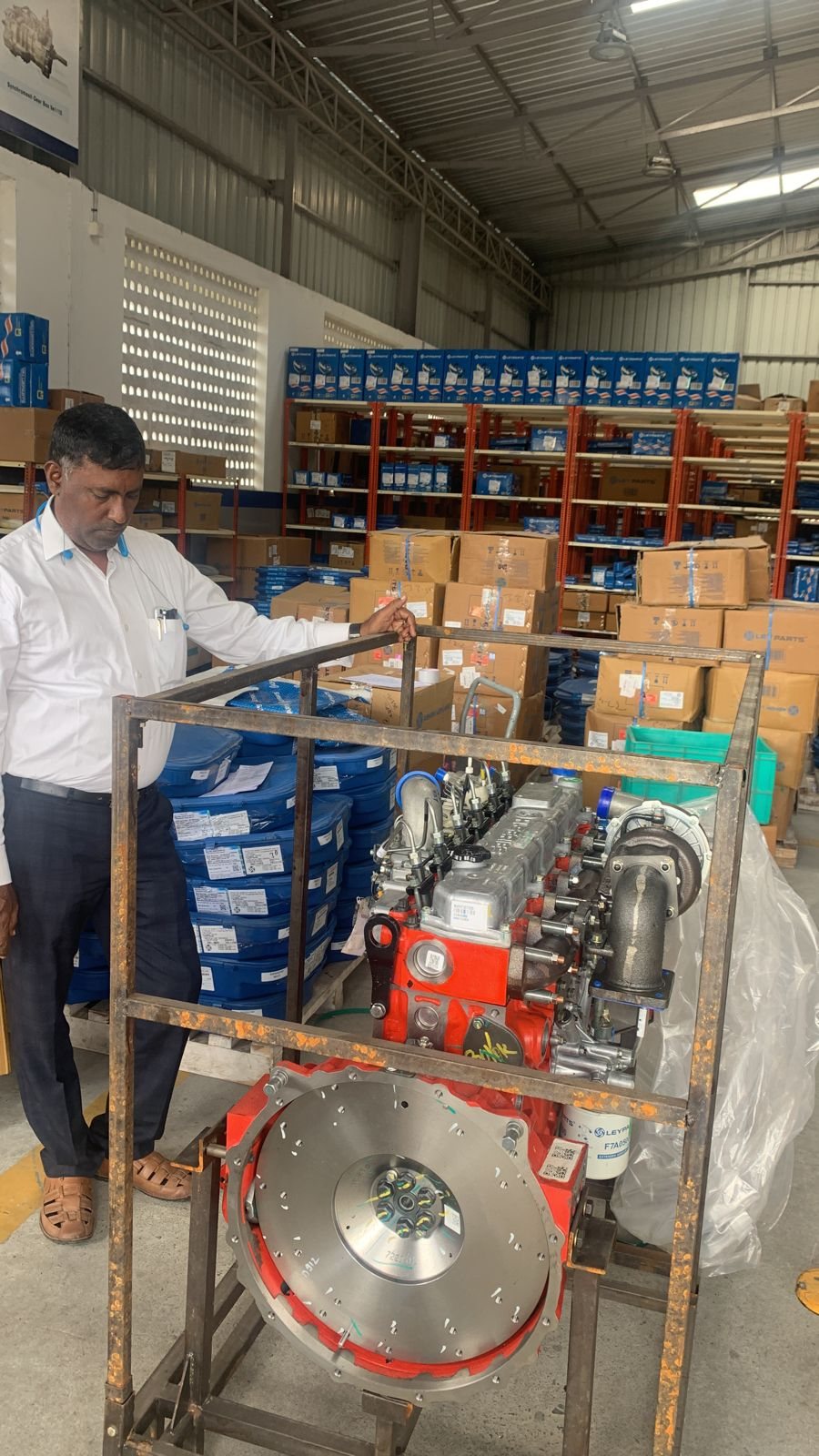 Spares warehouse with an Engine
